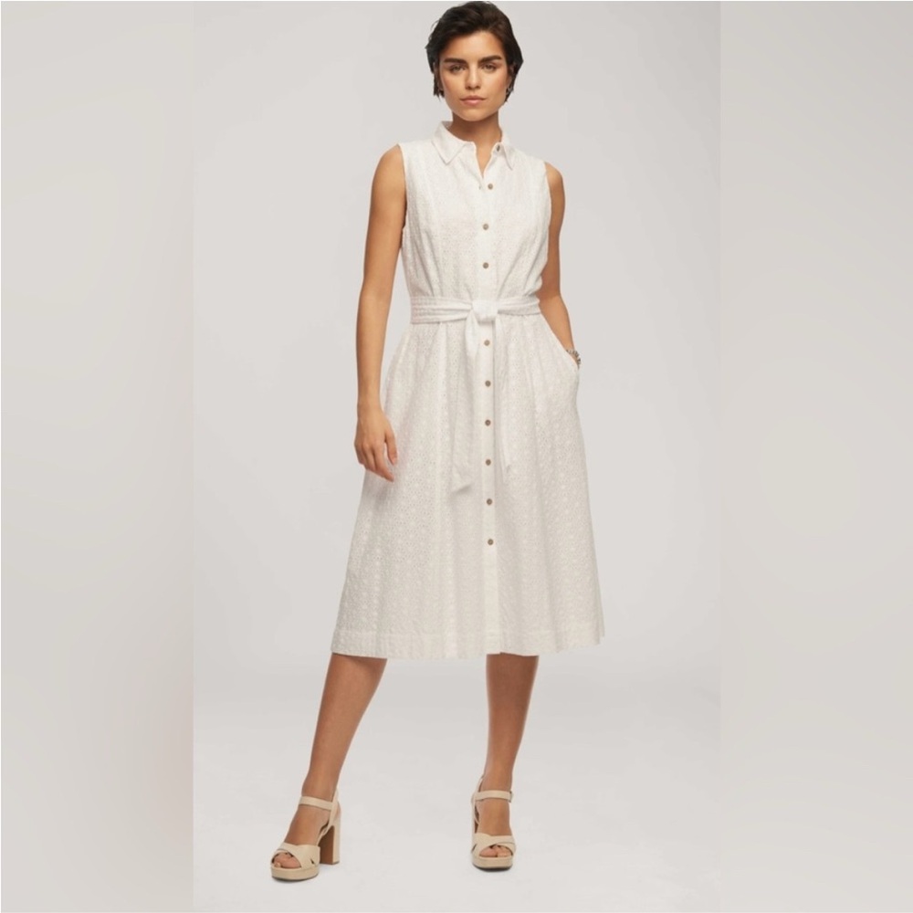 NWOT Anne Klein White Eyelet Diane
Midi Shirt Dress SZ 4